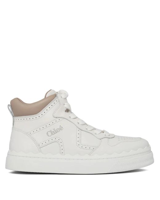 Chloé White Perforated-Detail Sneakers