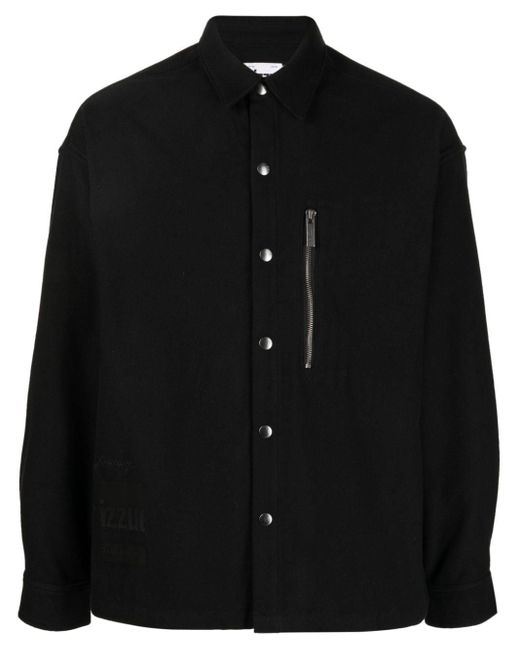 Izzue Black Zipped-pocket Buttoned Shirt for men