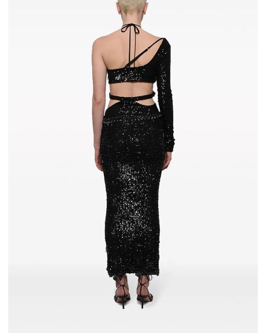 Roberta Einer Black Banu Sequin-Embellished Dress