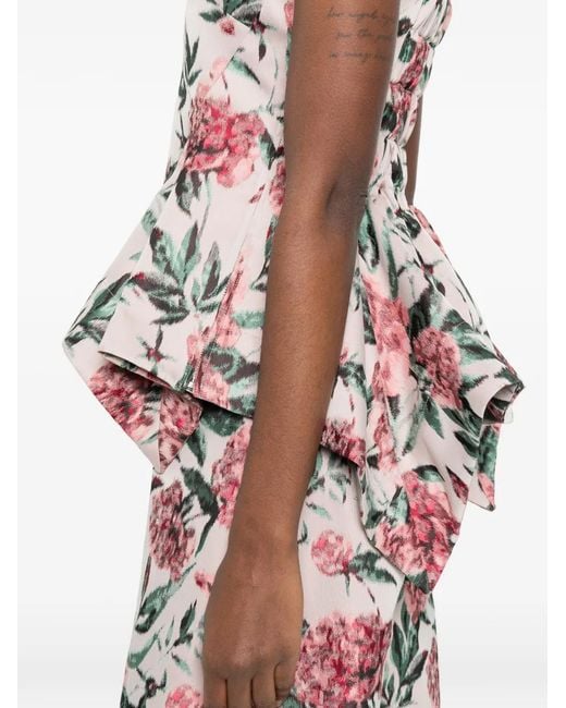 Marques'Almeida Red Peplum Brocade Corset Top