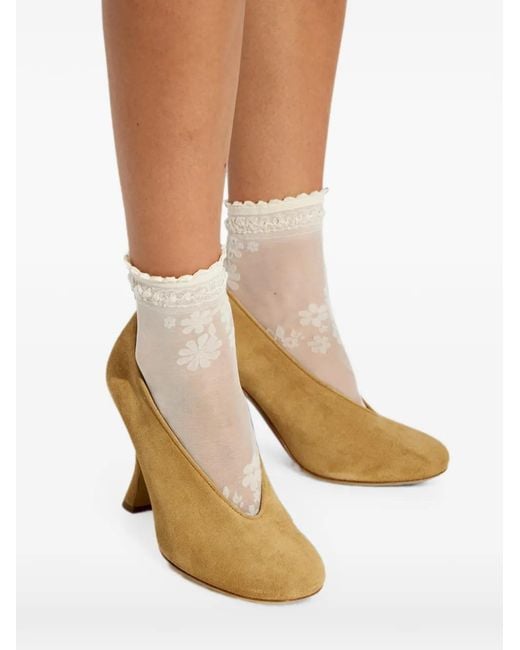 Moschino Metallic Suede V-Cut Pumps