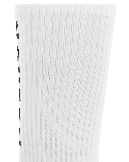 Alexander McQueen White Ribbed Logo Socks for men