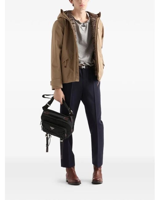 Prada Black Adjustable Nylon Tape Shoulder Bag for men