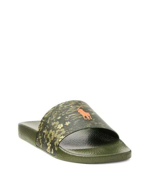 Polo Ralph Lauren Green Printed Slides for men