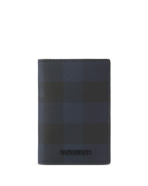 Burberry Black Check-pattern Leather Card Holder for men