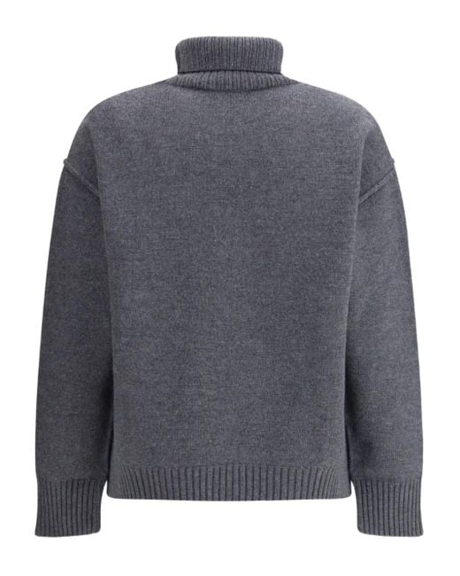 AMI Gray Ami De Coeur Turtleneck Sweater
