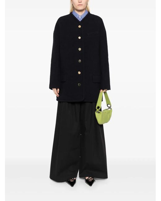 Tibi Black Collarless Cardigan