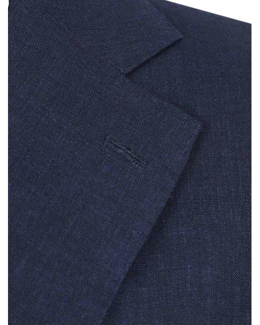 Atelier Munro Blue Tailored Linen Suit for men