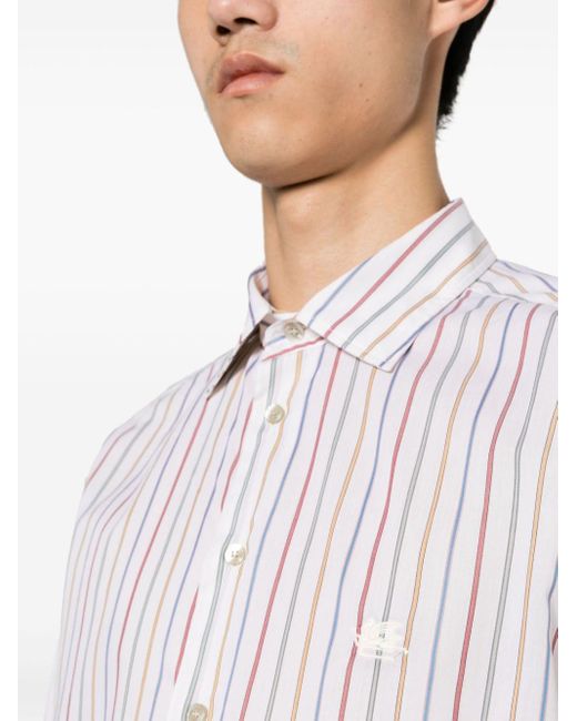Etro White Pegaso Striped Cotton Shirt for men