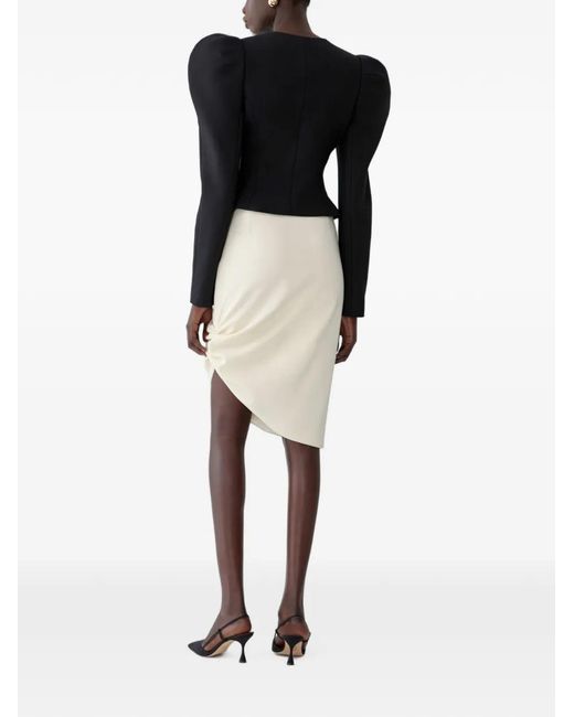 Carolina Herrera White Asymmetric Gathered Short Skirt