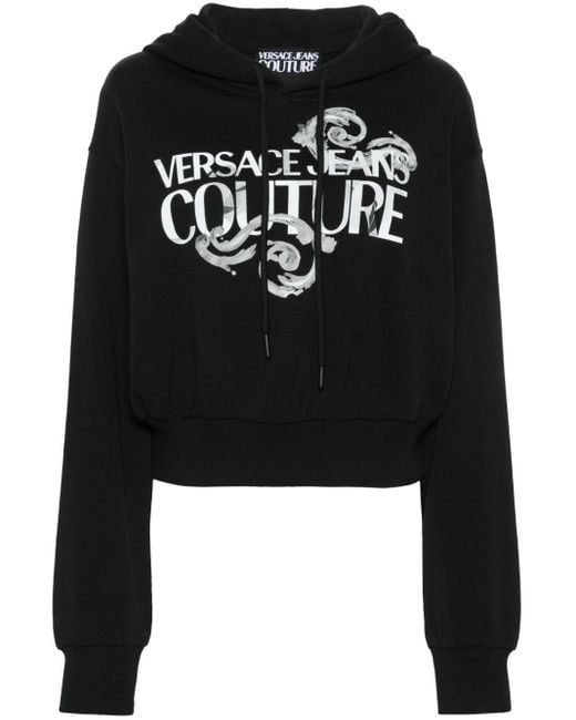 Versace Black Watercolour Couture-logo Hoodie