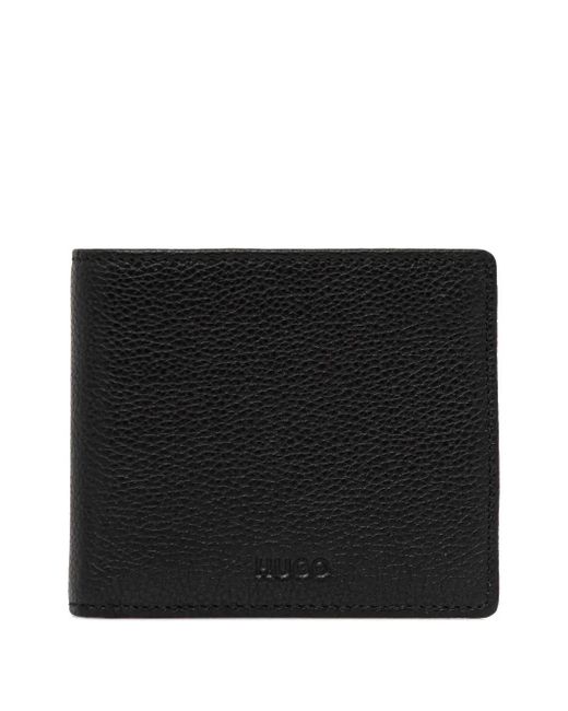 HUGO Black Logo-Debossed Wallet for men