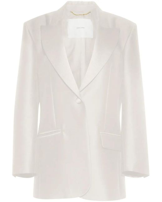 Adam Lippes White Wool-Silk Radzimire Tux Jacket