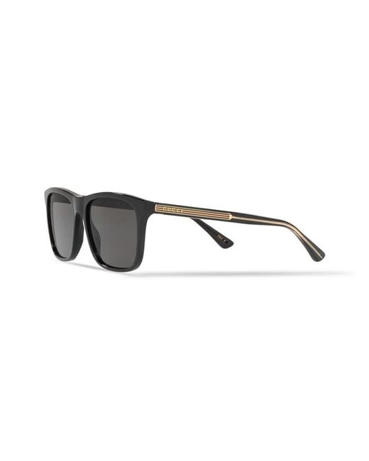 Gucci Black Web-Stripe Square-Frame Sunglasses