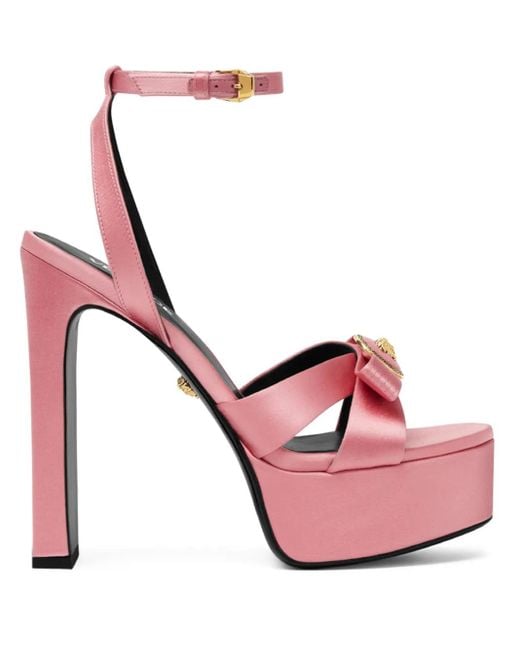 Versace Pink 140Mm Gianni Ribbon Satin Sandals