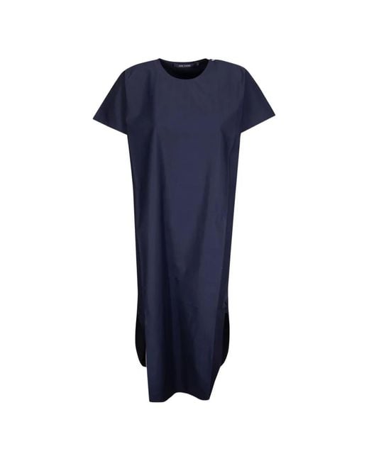 Sofie D'Hoore Blue Crew Neck Curved Hem Midi Dress