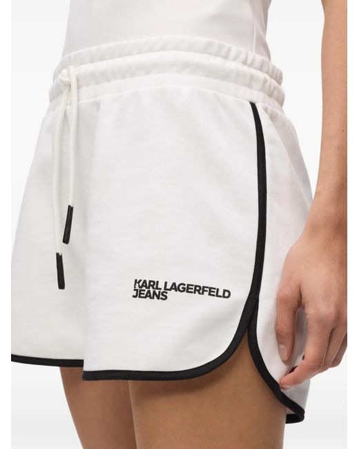 Bermudas Con Detalle De Logo Karl Lagerfeld de color White