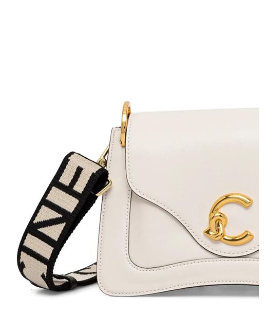 Coccinelle White Logo Buckle Shoulder Strap