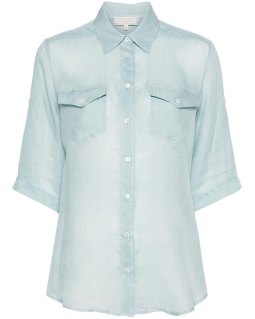 Antonelli Blue Classic-collar Ramie Shirt