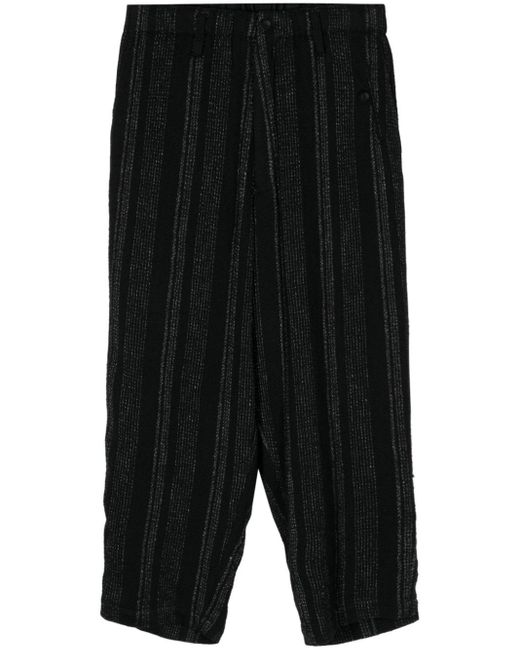 Yohji Yamamoto Striped Cropped Trousers in het Black voor heren