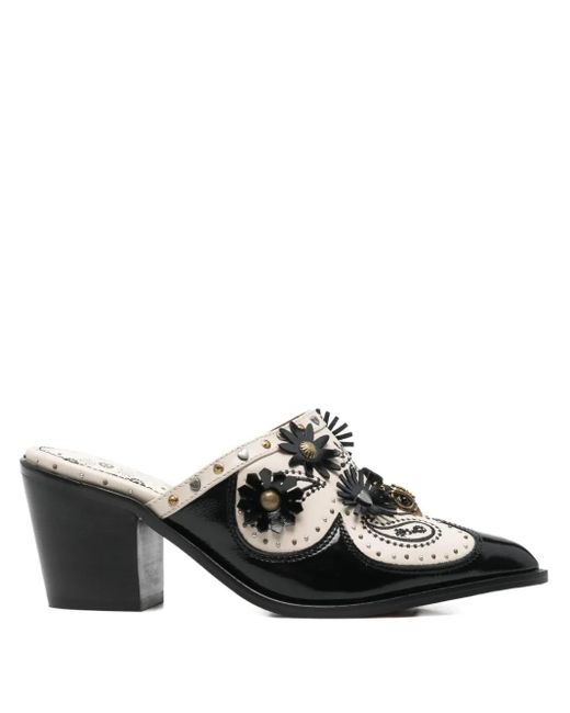 Kurt Geiger Black 70Mm Floral-Embellishment Mules