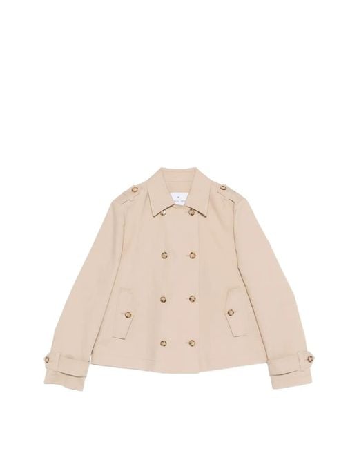 Manuel Ritz Natural Double-Breasted Epaulette Jacket