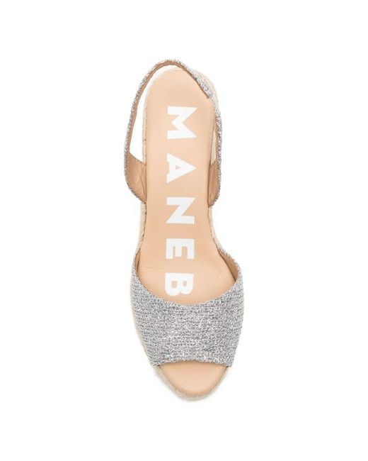 Manebí Natural Glitter-Detail Wedge Espadrilles