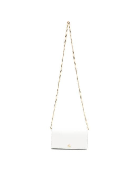 Ralph Lauren White Logo-Plaque Crossbody Bag