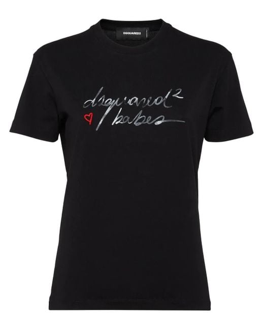 DSquared² Black Logo-Print T-Shirt