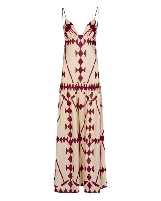 Johanna Ortiz White Zea Palm Geometric-Print Dress