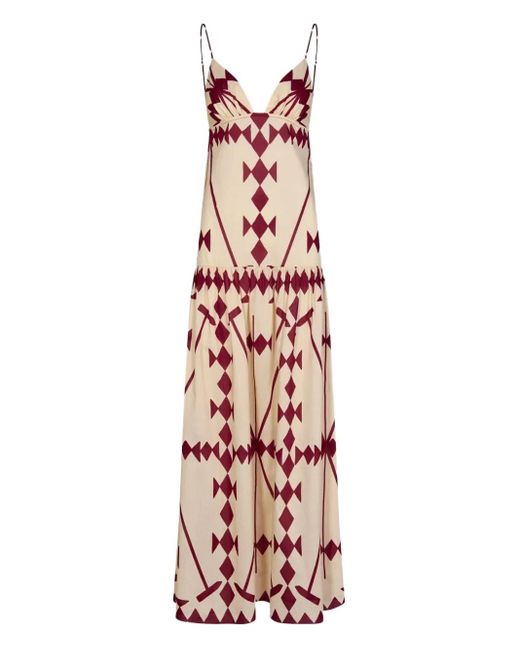Johanna Ortiz White Zea Palm Kleid mit geometrischem Print