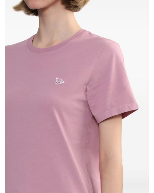 Maison Kitsuné Pink Logo-appliqué T-shirt