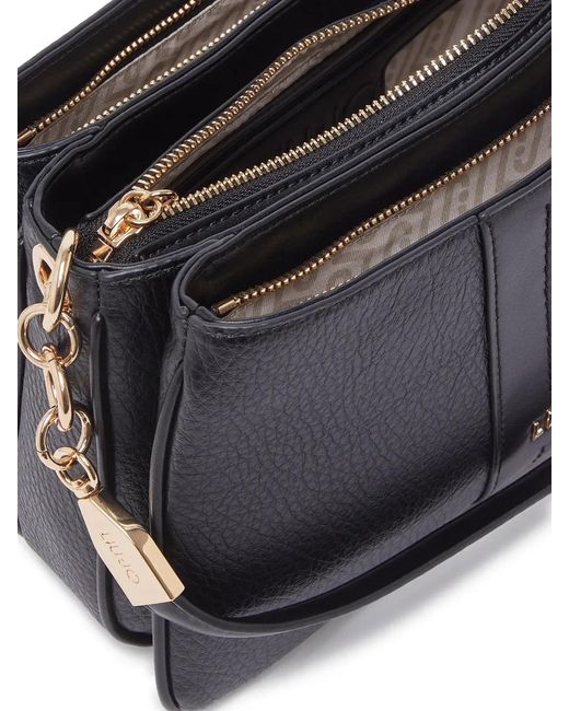 Liu Jo Black Small Logo-Lettering Shoulder Bag