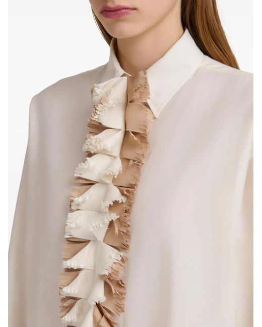 Marni Natural Blouse With Ivory Ruffles