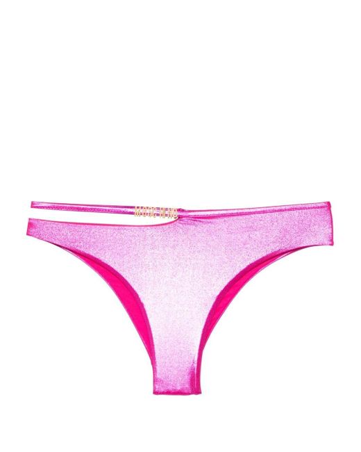 Moschino Pink Metallic-effect Bikini Bottoms