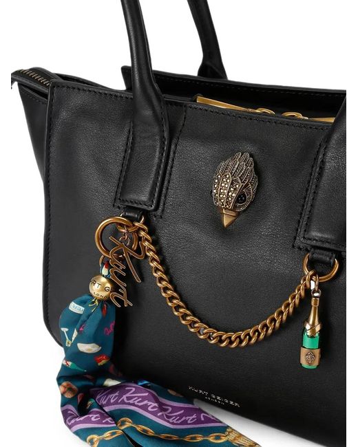 Kurt Geiger Black Eagle-Plaque Scarf-Detail Tote Bag