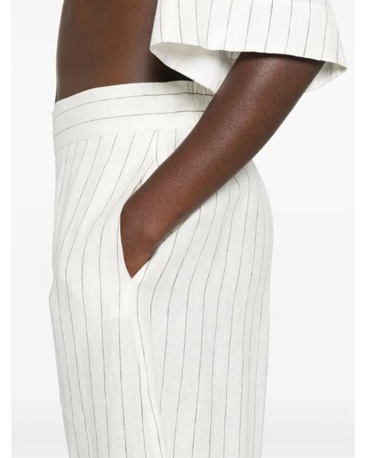 ALESSANDRO VIGILANTE White Pinstriped High-Waist Palazzo Trousers