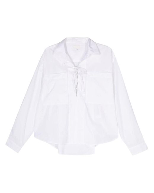 Mother White The Roomie Lace-up Blouse