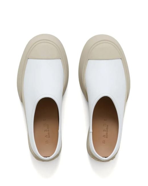 Marni White Mary Jane Leather Mules