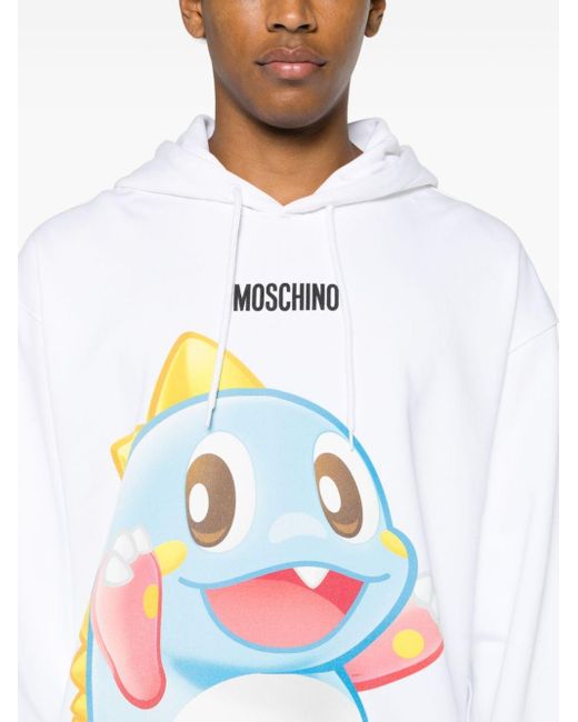 Moschino White Graphic-print Cotton Hoodie for men