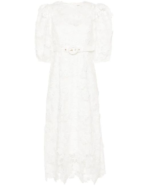 Zimmermann White Halliday Lace Flower Midi Dress