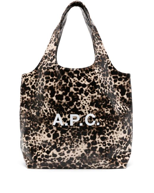 A.P.C. Black Ninon Shopper mit Logo-Print