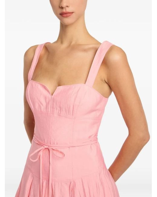 Cinq À Sept Pink Jerome Sweetheart-Neck Tie Midi Dress