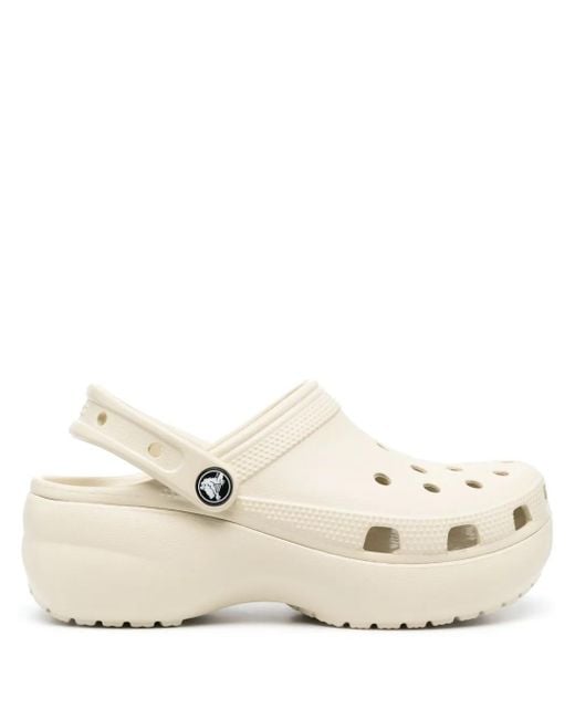 CROCSTM Natural Logo-Plaque Platform Clogs