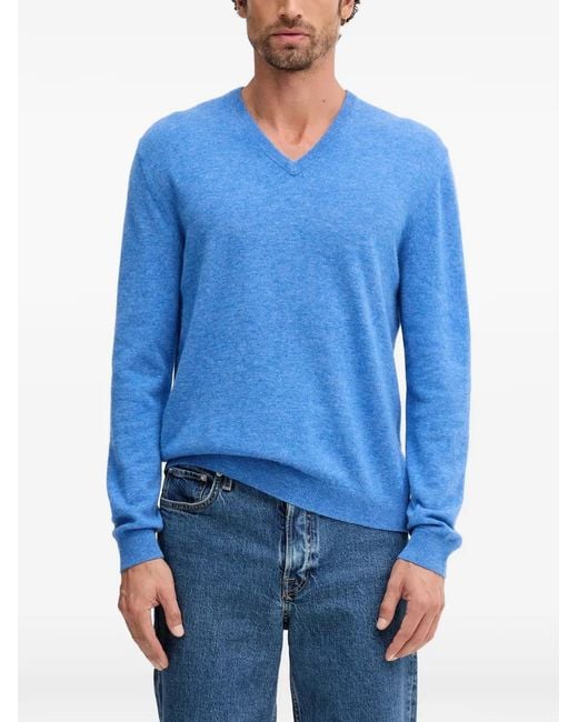 Benetton Blue V-Neck Jumper for men