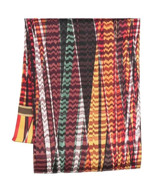 Écharpe En Soie À Motif Zig-Zag Missoni en coloris Red