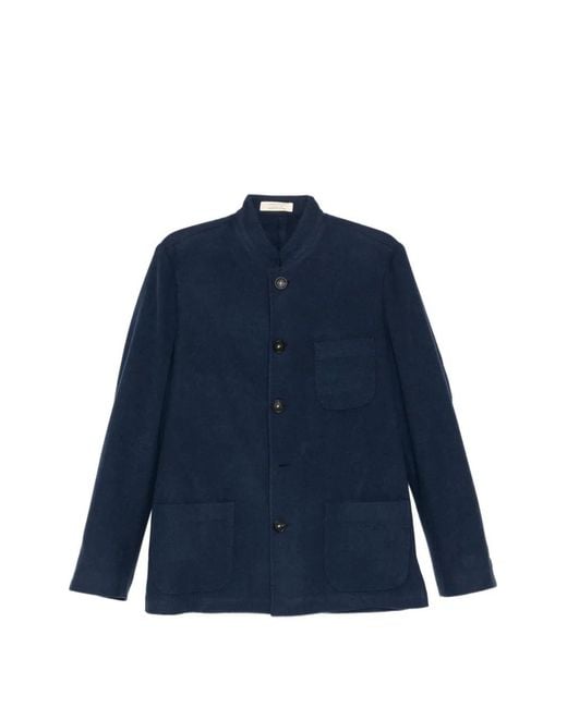 Massimo Alba Blue Bali Virgin Wool Guru Collar Jacket for men