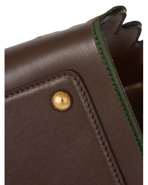 Etro Brown Embroidered Leather Vela Top-Handle Bag