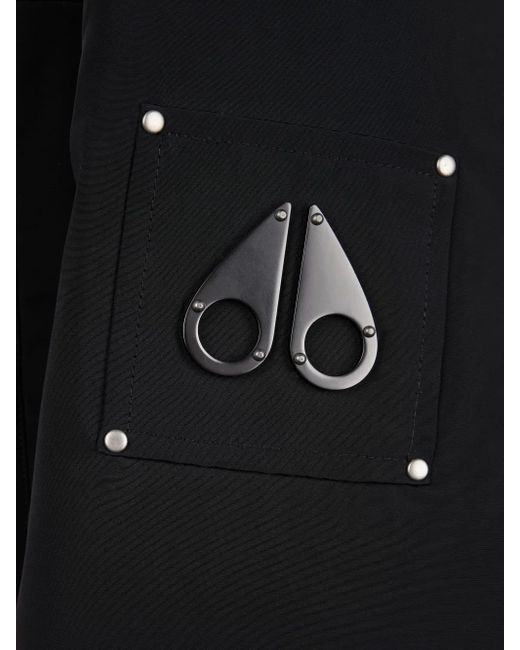 Moose Knuckles Black Feather Down Hooded Parka Coat for men