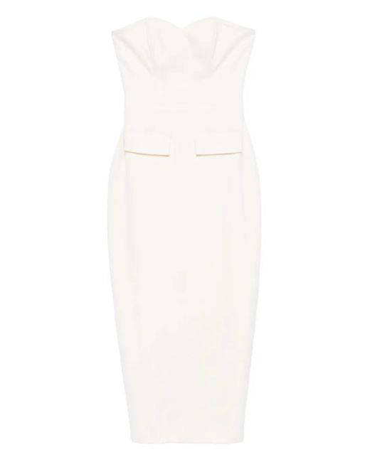 Vestiaire d'un Oiseau Libre Strapless Midi-Jurk Met Klepzak in het White